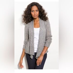 Eileen Fisher Eco Pebble Ash Cardigan Wool Alpaca Open Knit Gray Women Small
